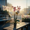 Orquidea Premium de 3 o 4 varas en Matera de Cerámica, portamensaje y vela de Lujo